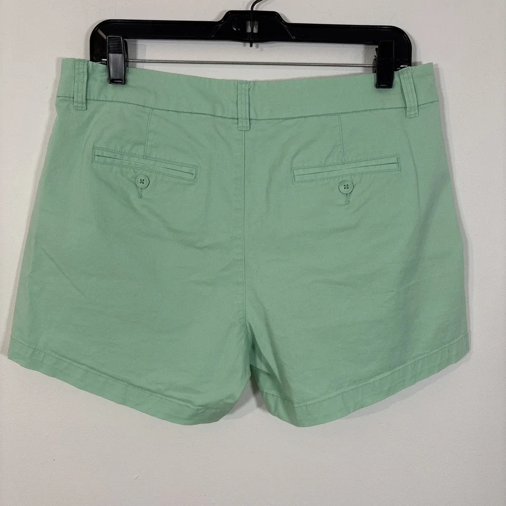 Gap Khaki Chino Shorts 10 Green Cotton Blend Mid Rise Girlfriend Slash Pockets